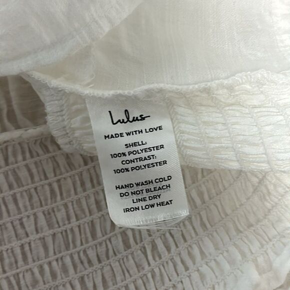 LuLu's Eagerly Anticipate White Embroidered Long Sleeves Floral Crop Top Sz SX - Picture 11 of 12